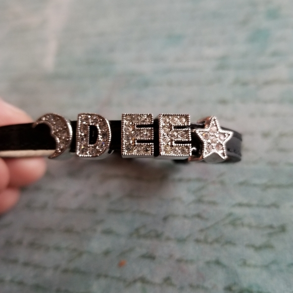 Dee name bracelet moon star silver tone black strap buckle - Picture 6 of 15